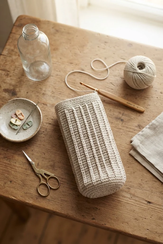 Minimalist Ribbed Bottle Pouch — bottle bag crochet style outfit