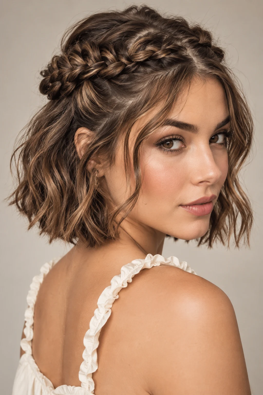 Half-Up Braided Crown — braided hairstyles for short hair style outfit