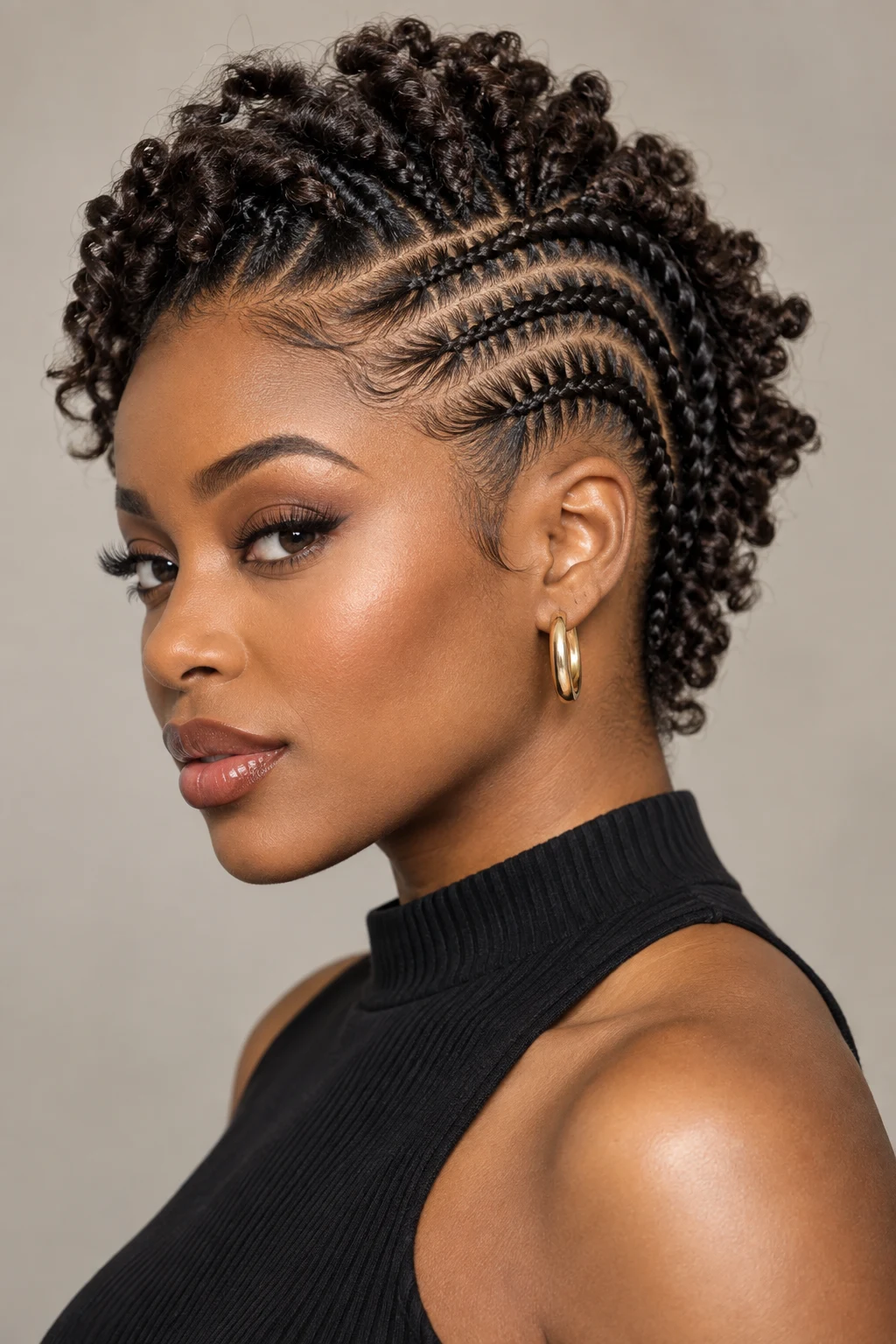 Short Hair Cornrow Mohawk — braided hairstyles for short hair style outfit