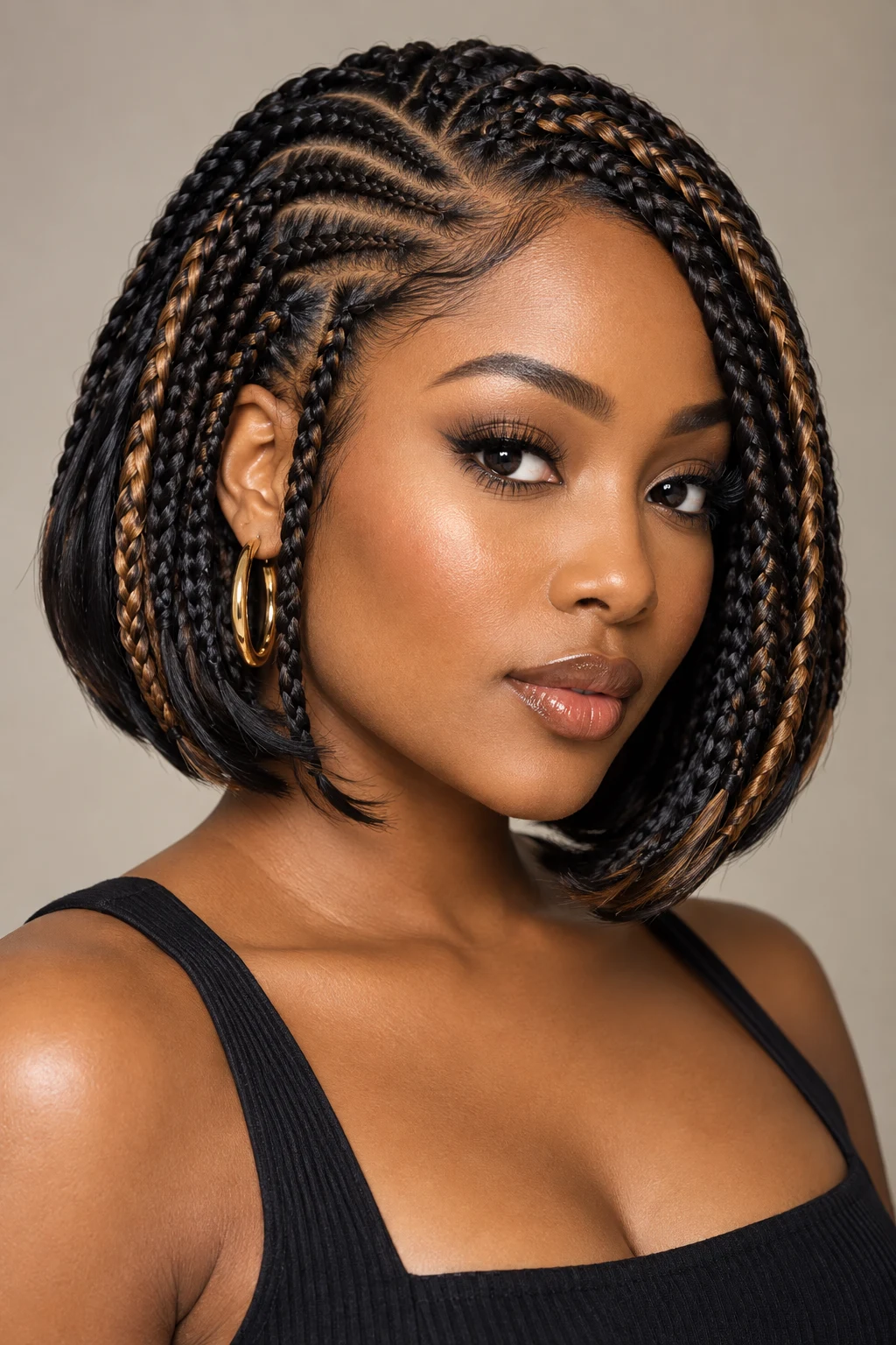 Braided Bob With Weave Accents — braided hairstyles for short hair style outfit