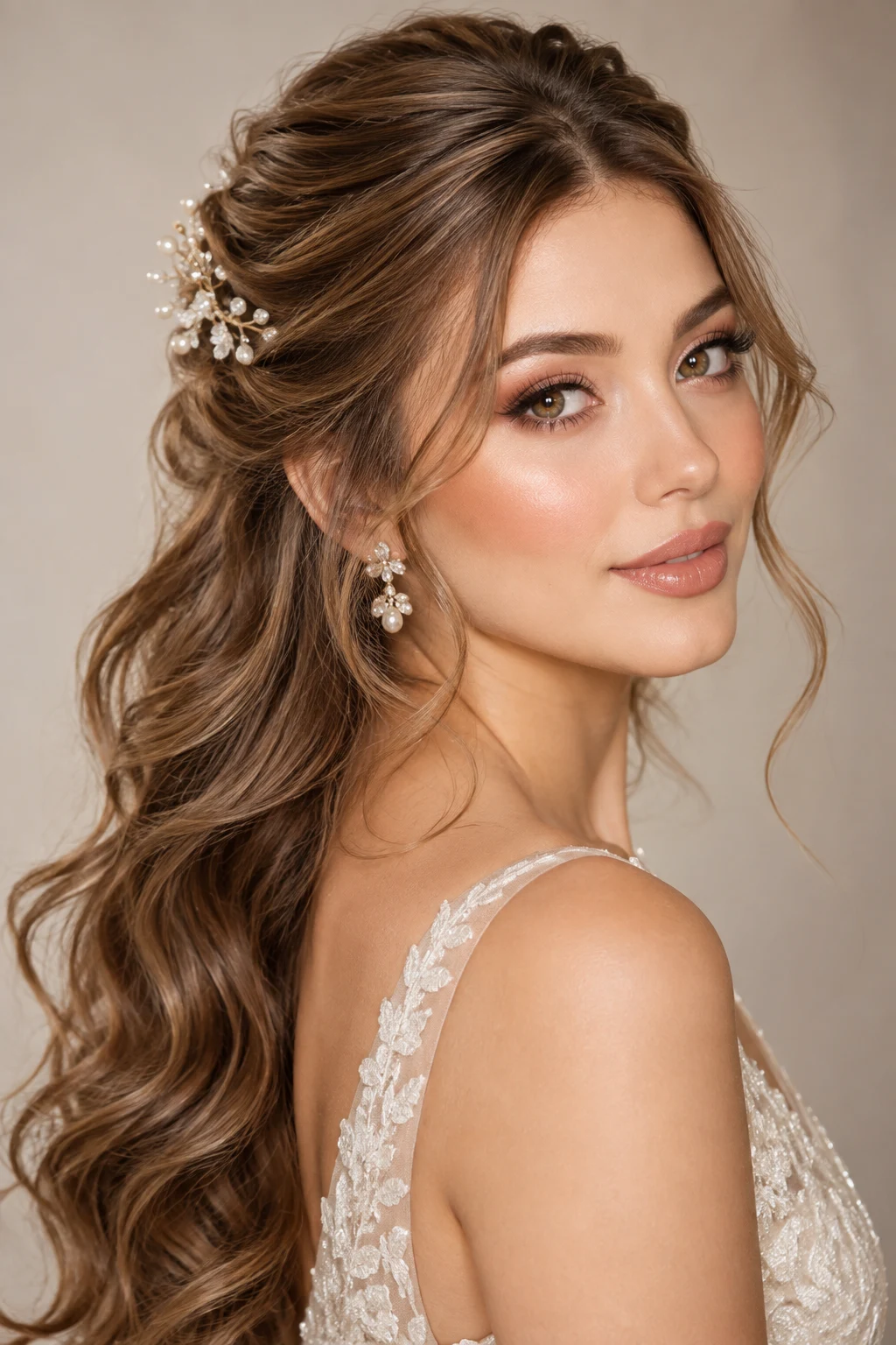 Romantic Half-Up Hair + Peachy Makeup — Bridal Hair And Makeup style outfit
