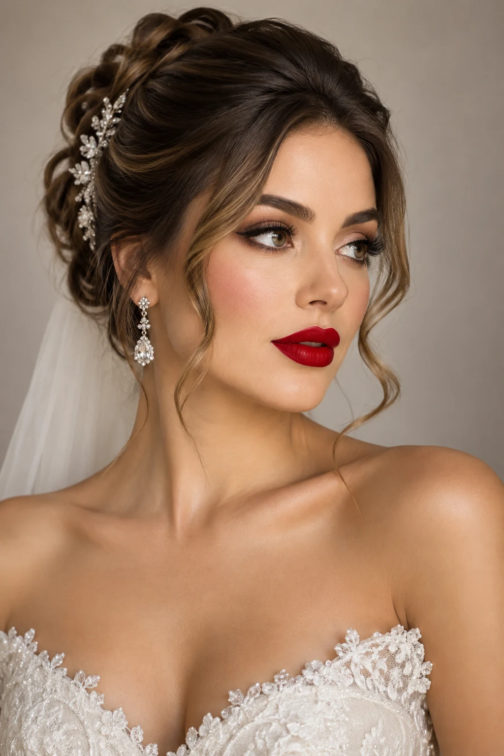 Bridal Hair And Makeup With a Red Lip — Bridal Hair And Makeup style outfit