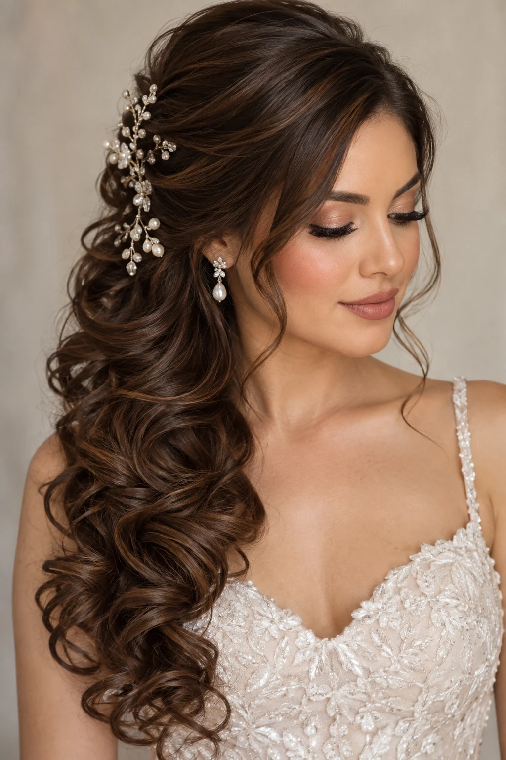 Soft Side-Swept Curls — Bridal Hairstyles for Long Hair style outfit