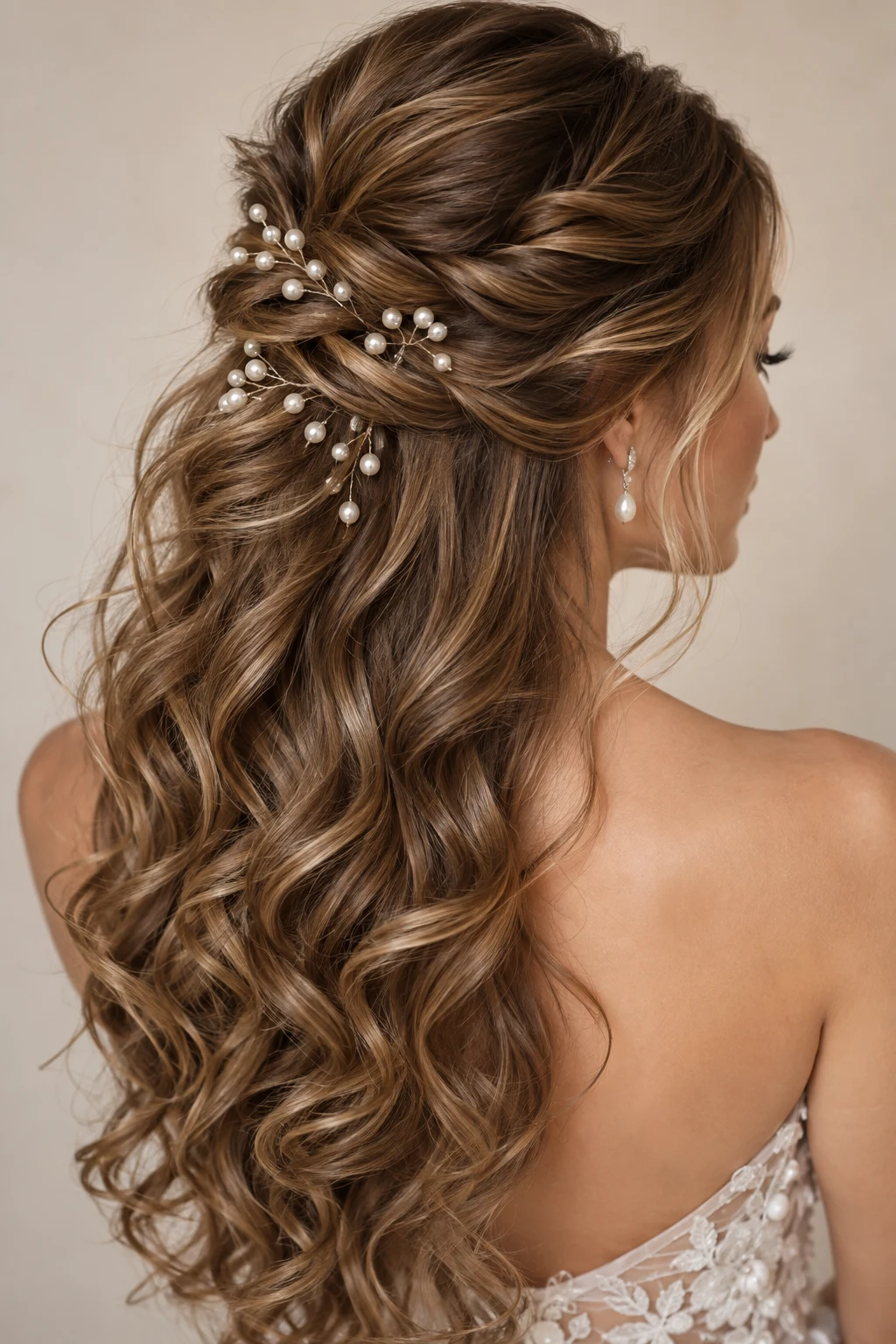 Half-Up, Half-Down With Pearl Pins — Bridal Hairstyles for Long Hair style outfit