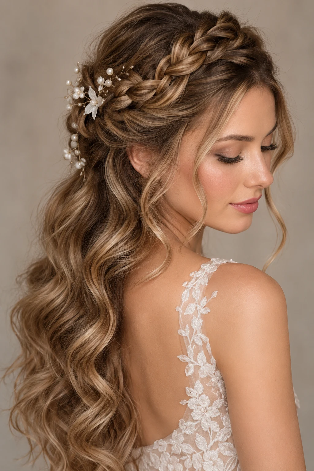 Braided Crown With Soft Waves — Bridal Hairstyles for Long Hair style outfit