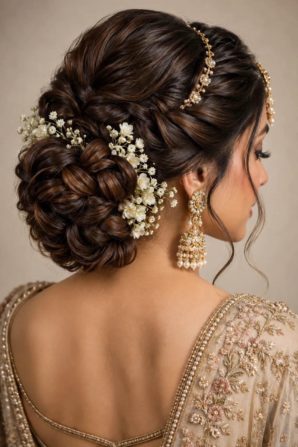 Indian-Inspired Braided Bridal Updo — Bridal Hairstyles for Long Hair style outfit