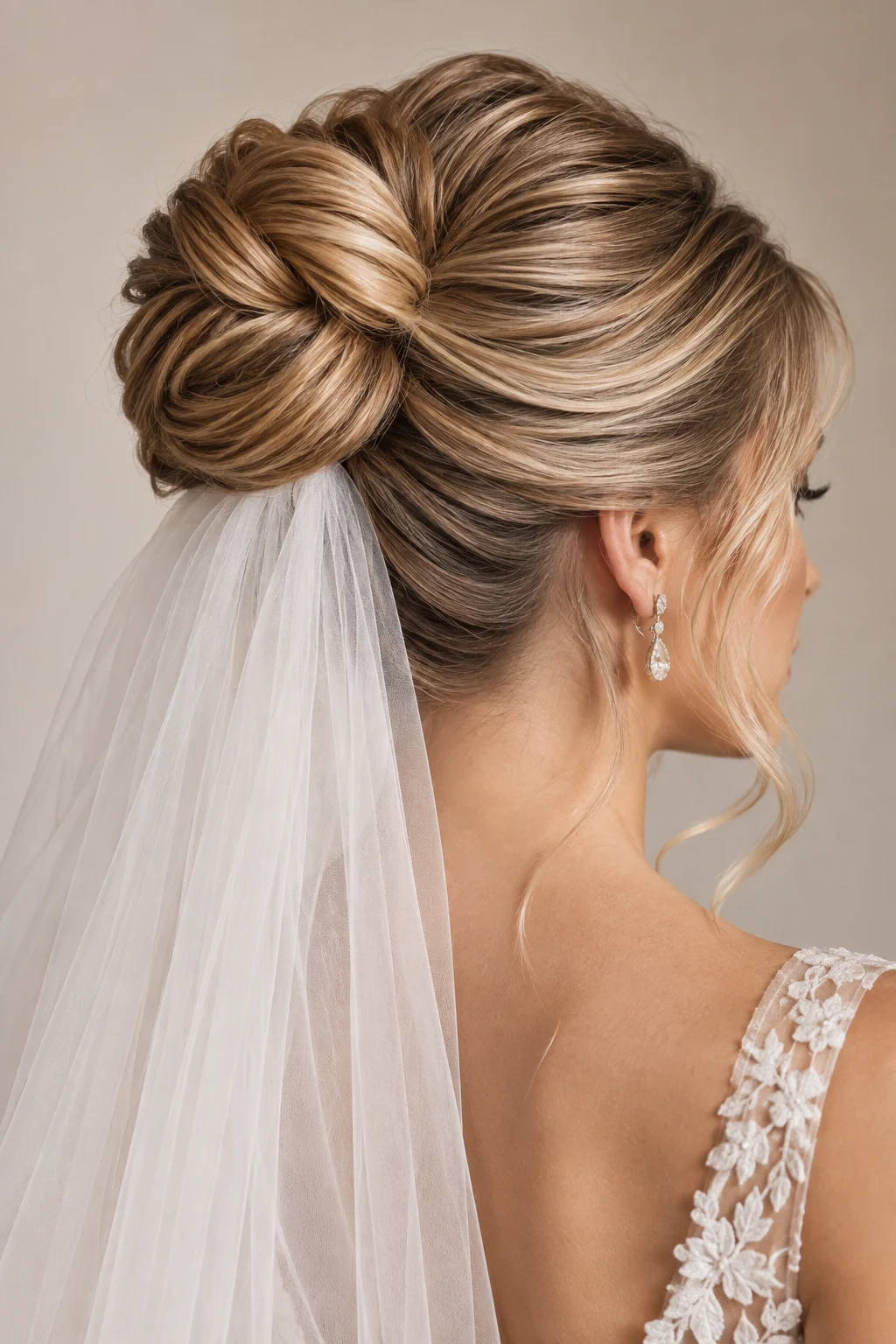 Veil Underneath a Polished Updo — bridal hairstyles with veil style outfit