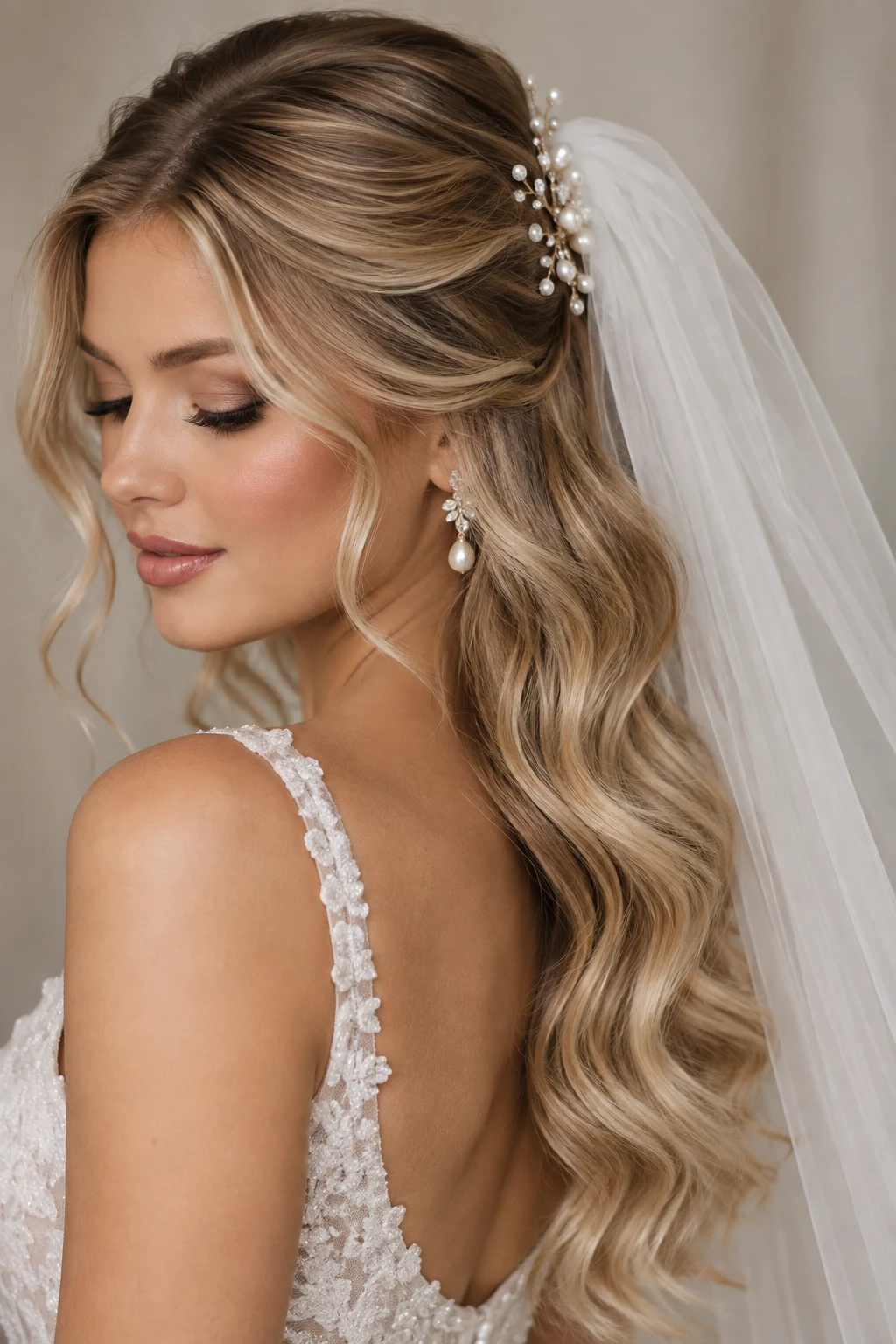 Soft Bridal Waves With Veil — bridal hairstyles with veil style outfit
