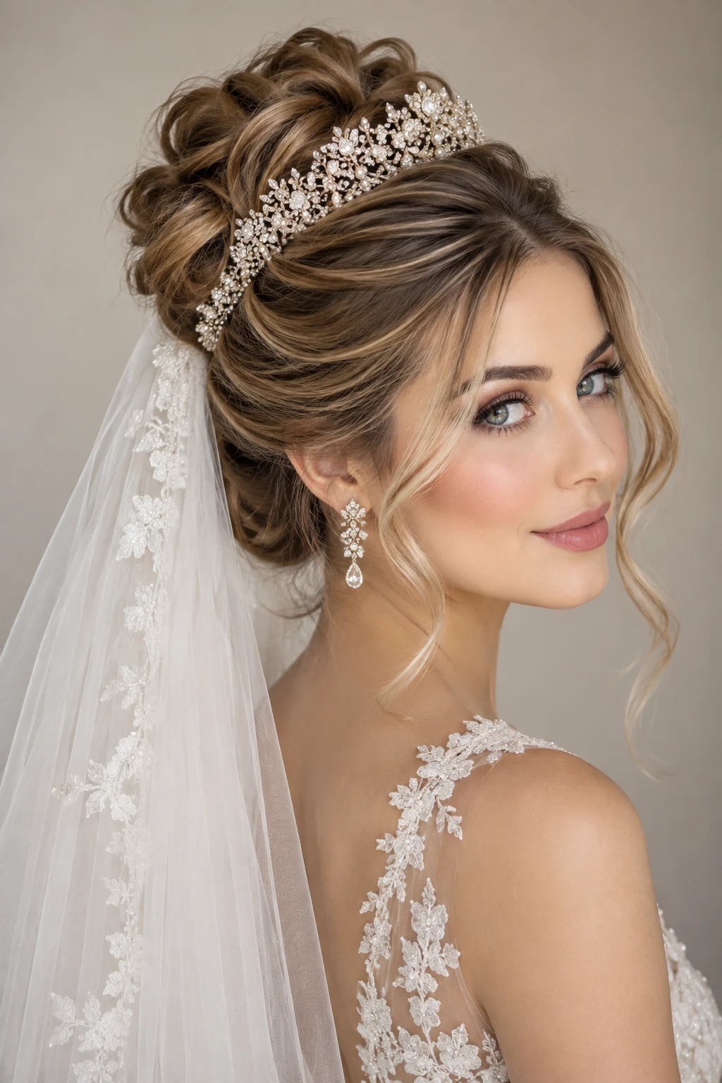 Bridal Hair With Veil and Tiara — bridal hairstyles with veil style outfit