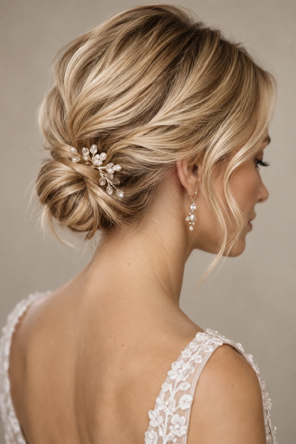 Mini Chignon for Short Hair โ bridal updos style outfit