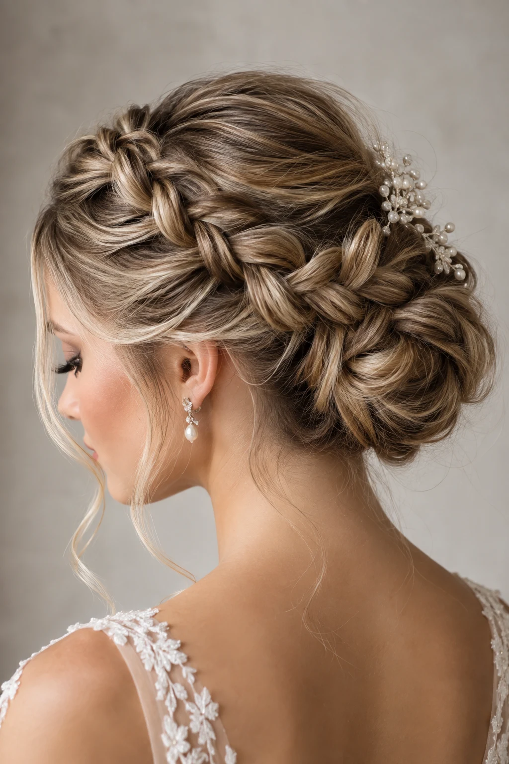 Braided Crown Bun โ bridal updos style outfit