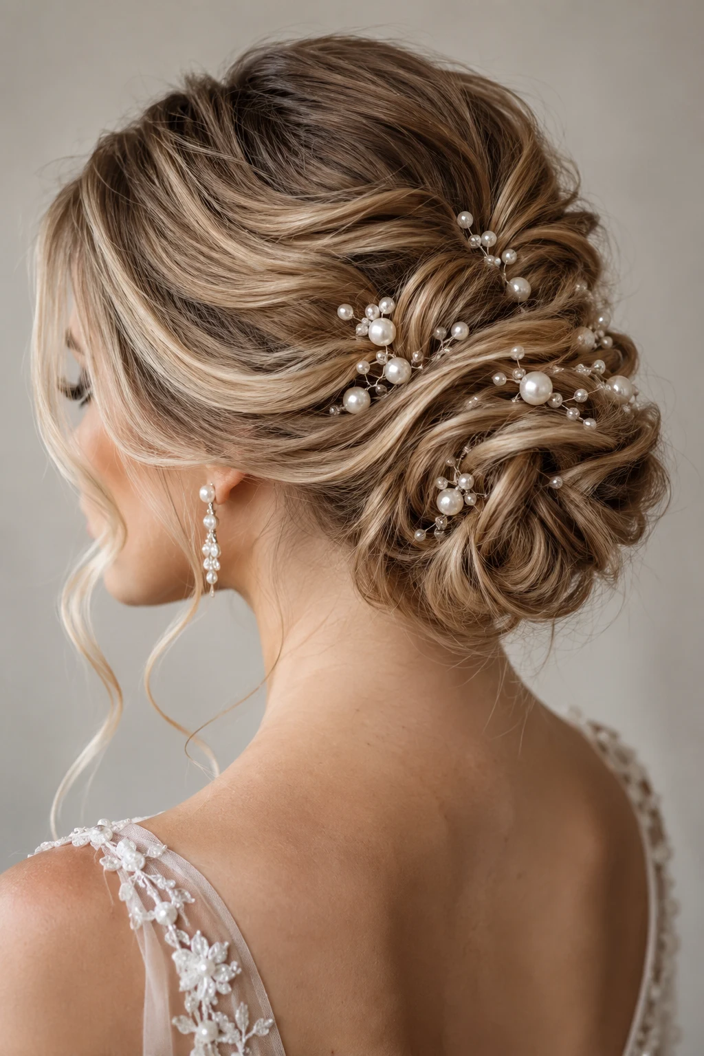 Pearl-Studded Bridal Updo โ bridal updos style outfit