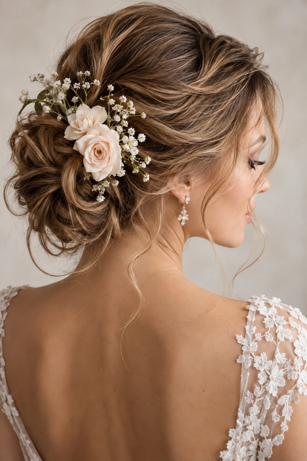 Floral Romantic Updo โ bridal updos style outfit