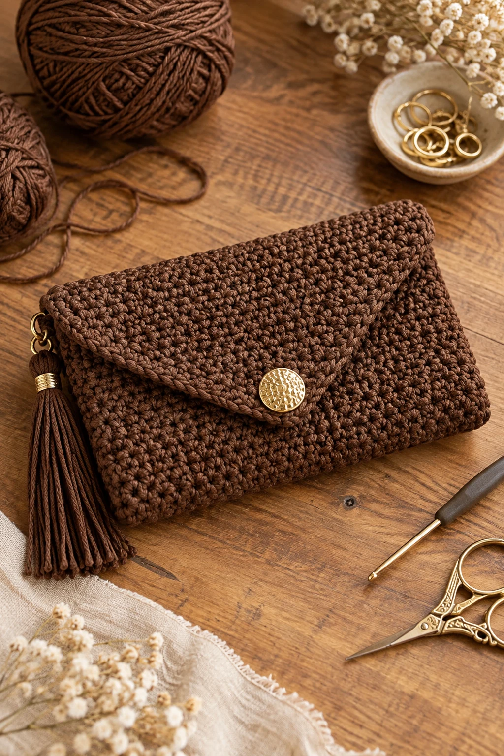 Brown Crochet Bag Clutch — brown crochet bag style outfit