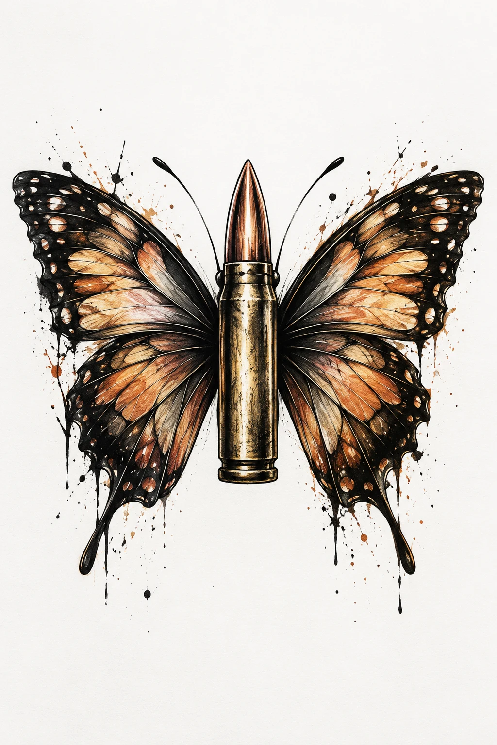 Bullet With Butterfly Wings Cover-Art Style — bullet with butterfly wings tattoo style outfit