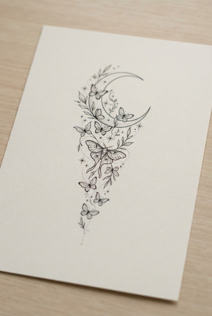 Dainty Finger and Hand Tapestry — butterfly and moon tattoo style outfit