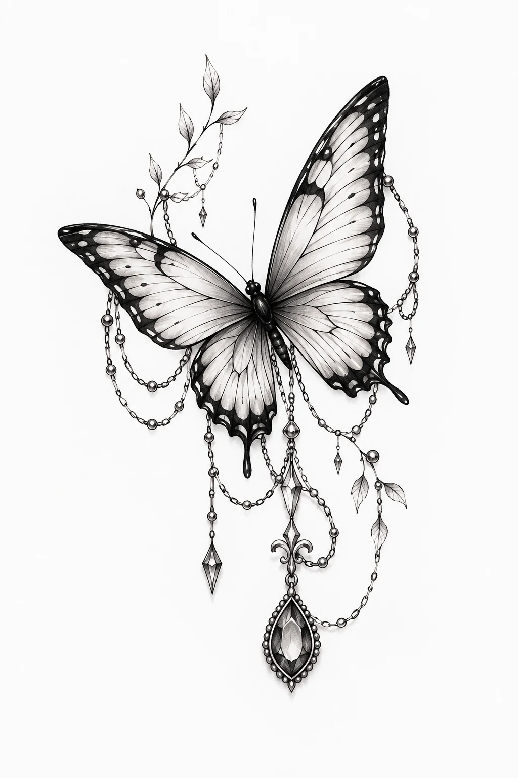 Butterfly With Chain and Charm Details — butterfly ankle tattoo style outfit