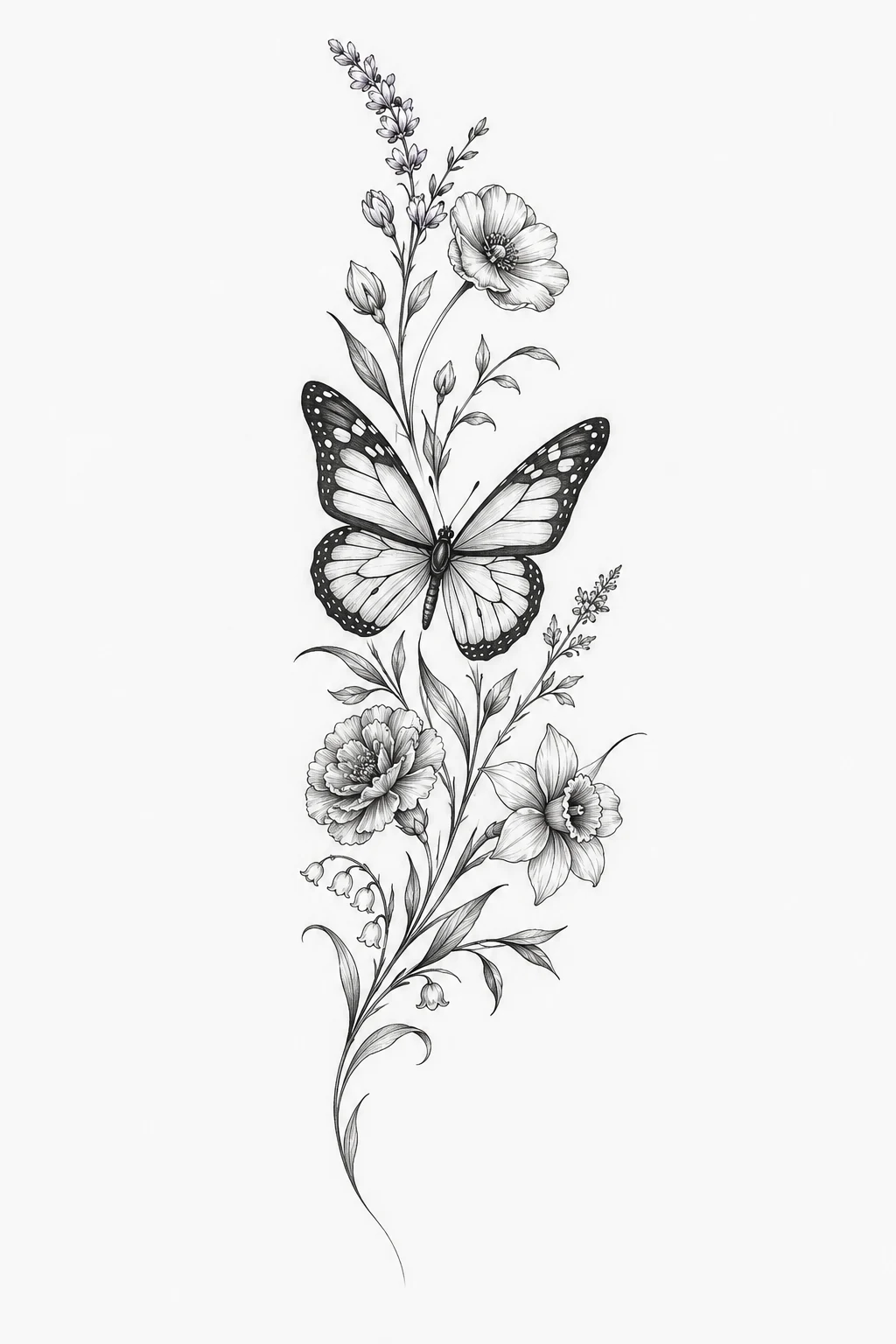 Butterfly With Birth Flowers — butterfly ankle tattoo style outfit