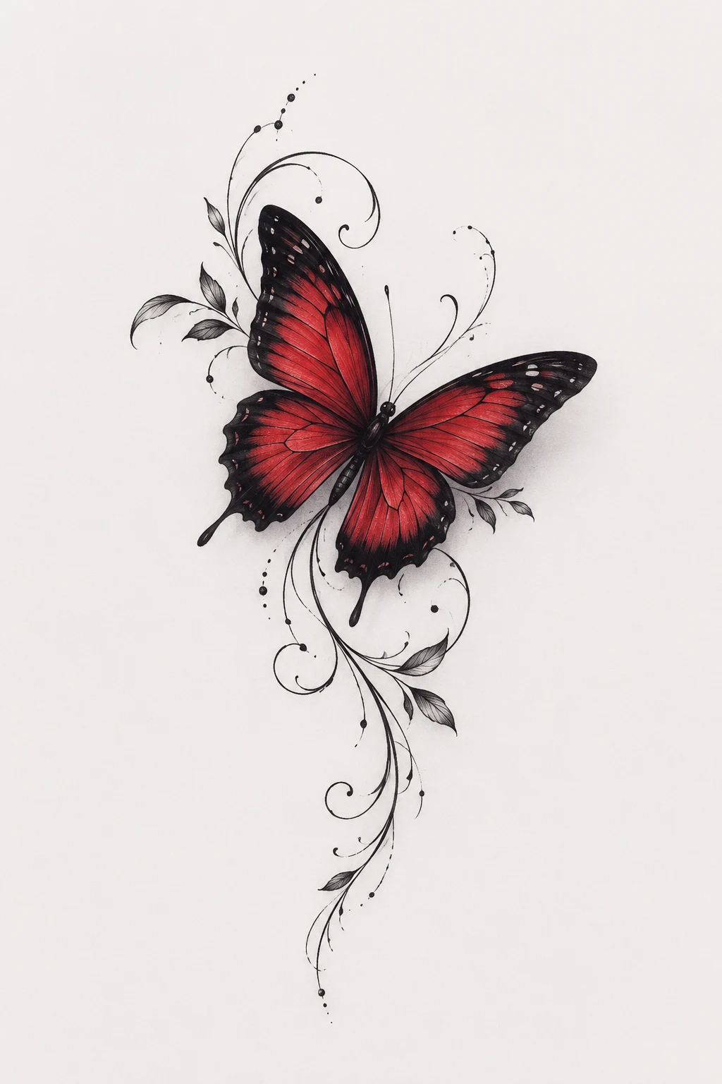 Red Butterfly With Black Wings — butterfly ankle tattoo style outfit