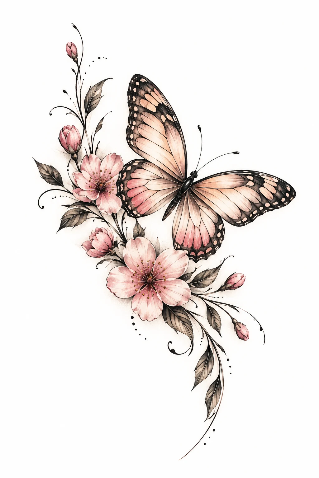 Butterfly Near the Collar Bone With Flowers — butterfly collar bone tattoo style outfit