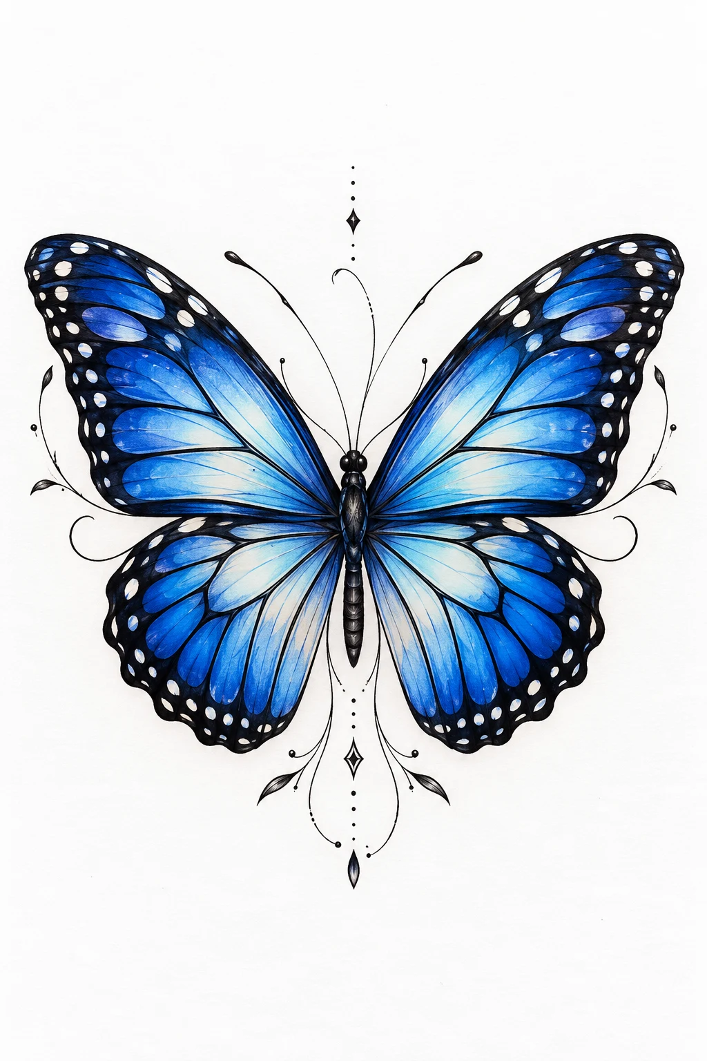 Blue Monarch Butterfly — butterfly collar bone tattoo style outfit