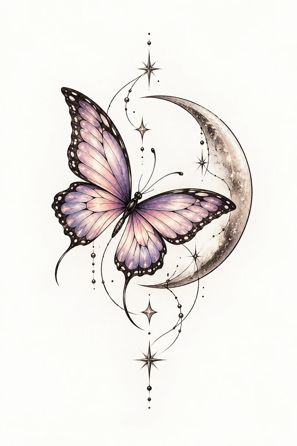 Butterfly With Crescent Moon — butterfly collar bone tattoo style outfit