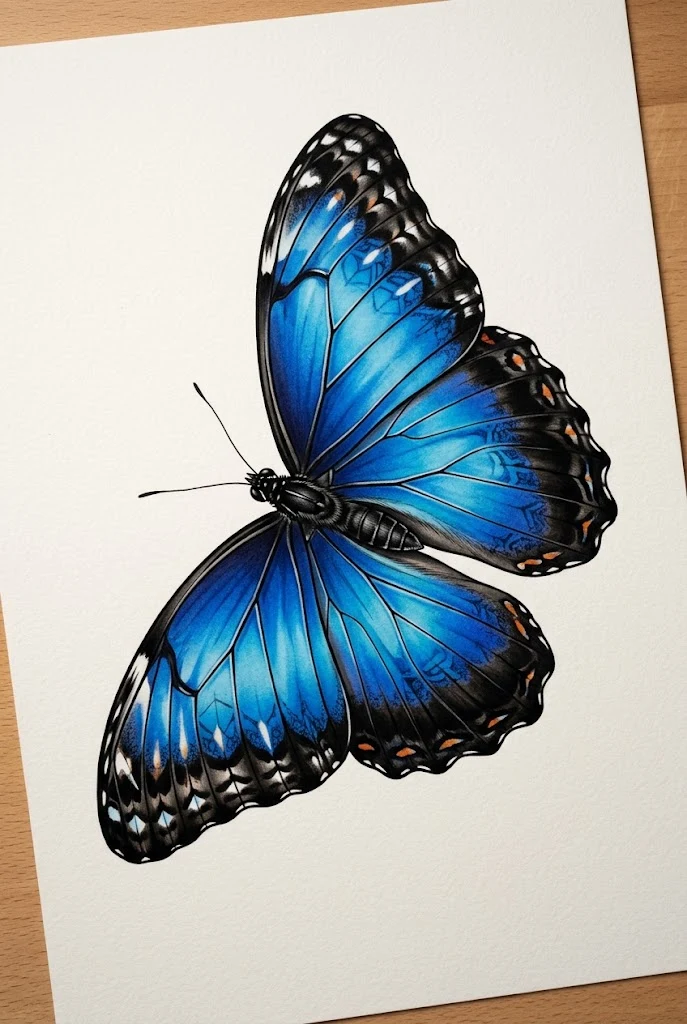 Deep Indigo Blue Morpho Canvas — butterfly coverup tattoo style outfit