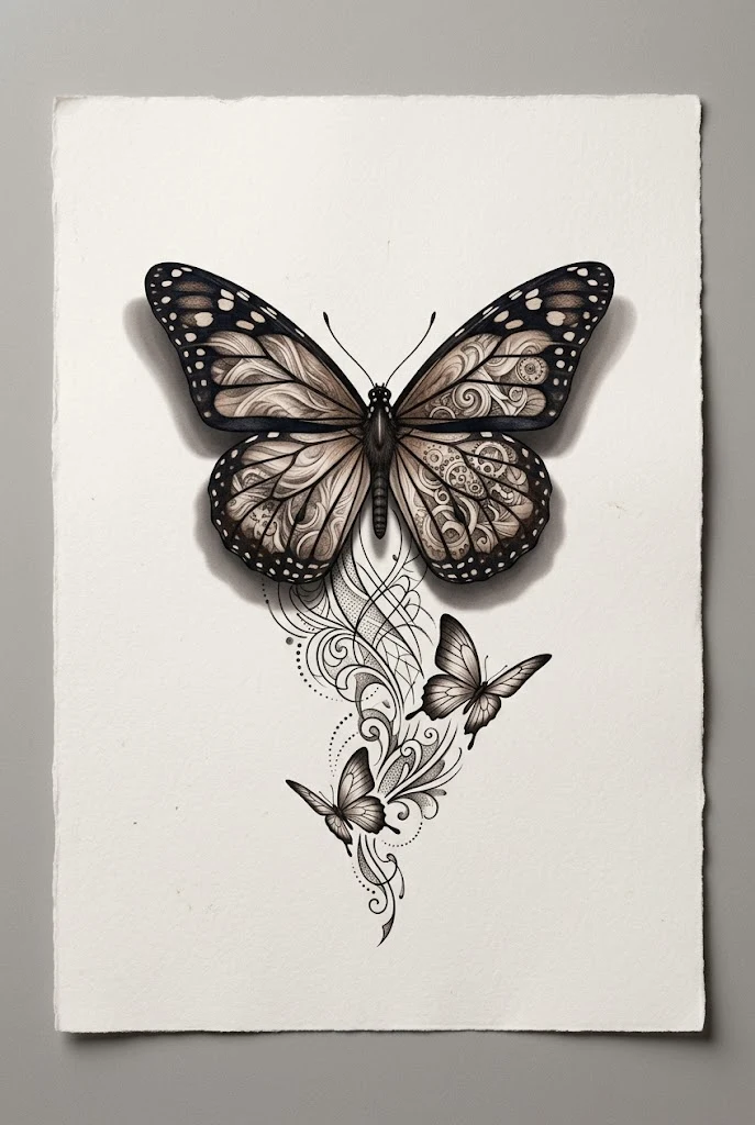 3D Drop-Shadow Butterfly Transformation — butterfly coverup tattoo style outfit