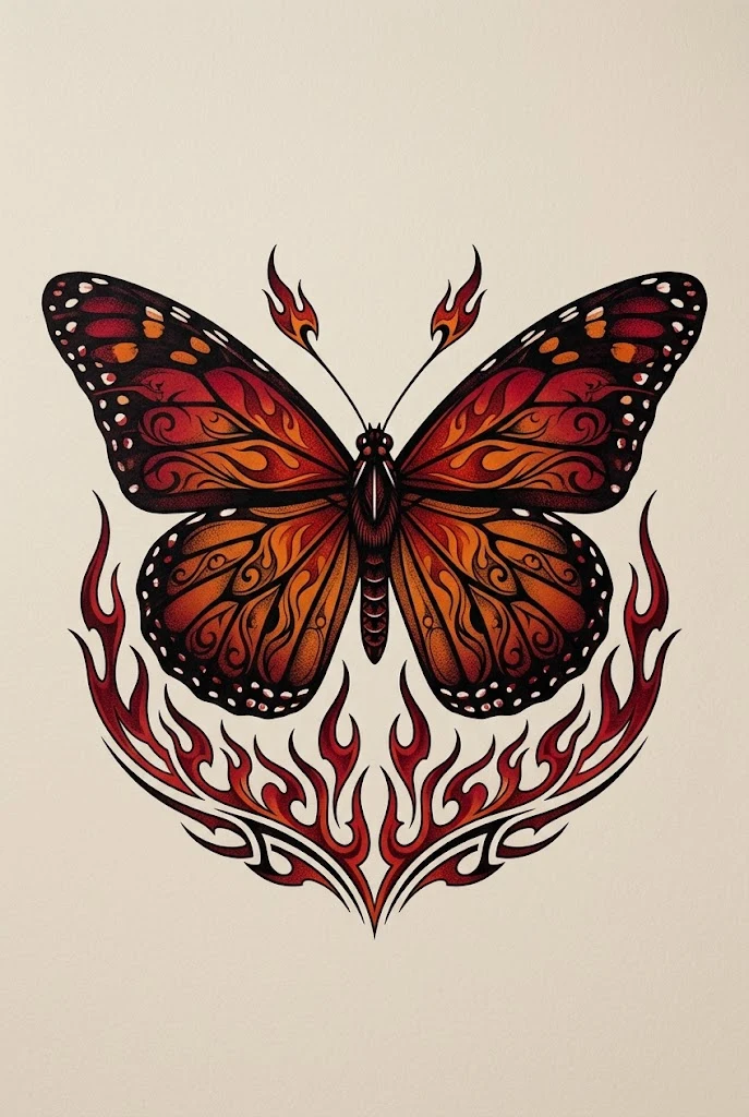 Rich Monarch Orange & Crimson Fire Wing — butterfly coverup tattoo style outfit