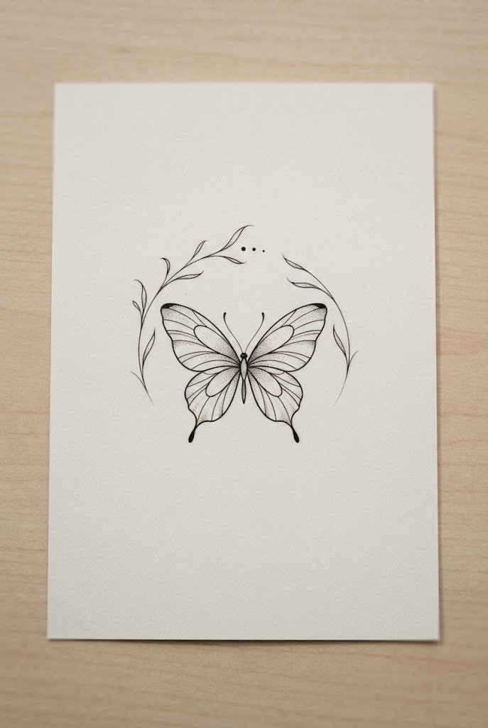 Tiny Tragus Silhouette In A Butterfly Ear Tattoo Design — butterfly ear tattoo style outfit