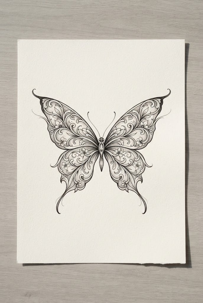 The Classic Open-Wing Centerpiece — butterfly elbow tattoo style outfit