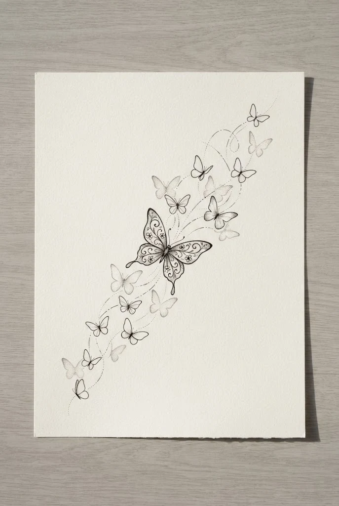 Abstract Line-Work Flight — butterfly elbow tattoo style outfit