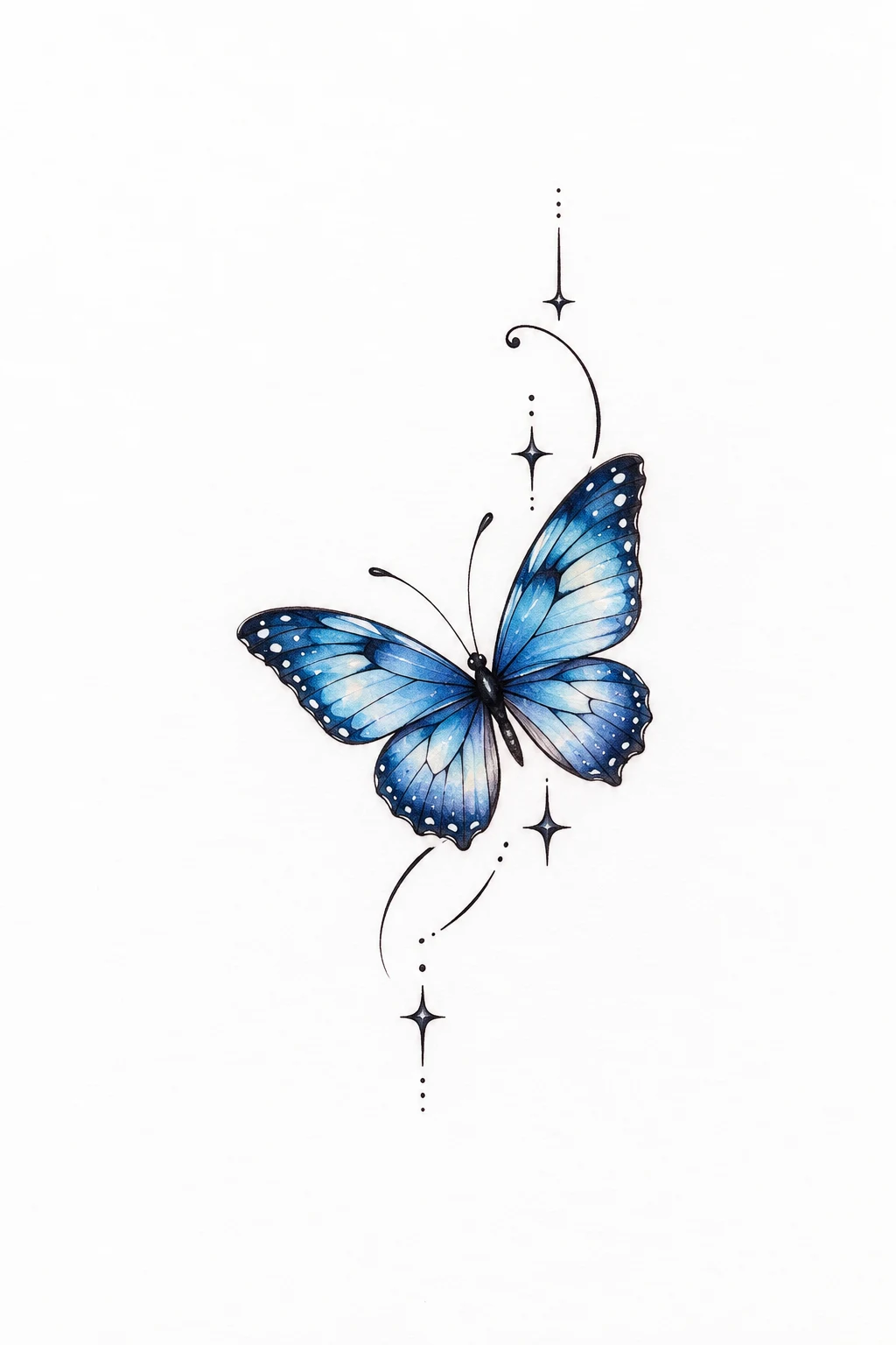 Tiny Blue Butterfly Face Tattoo — butterfly face tattoo style outfit
