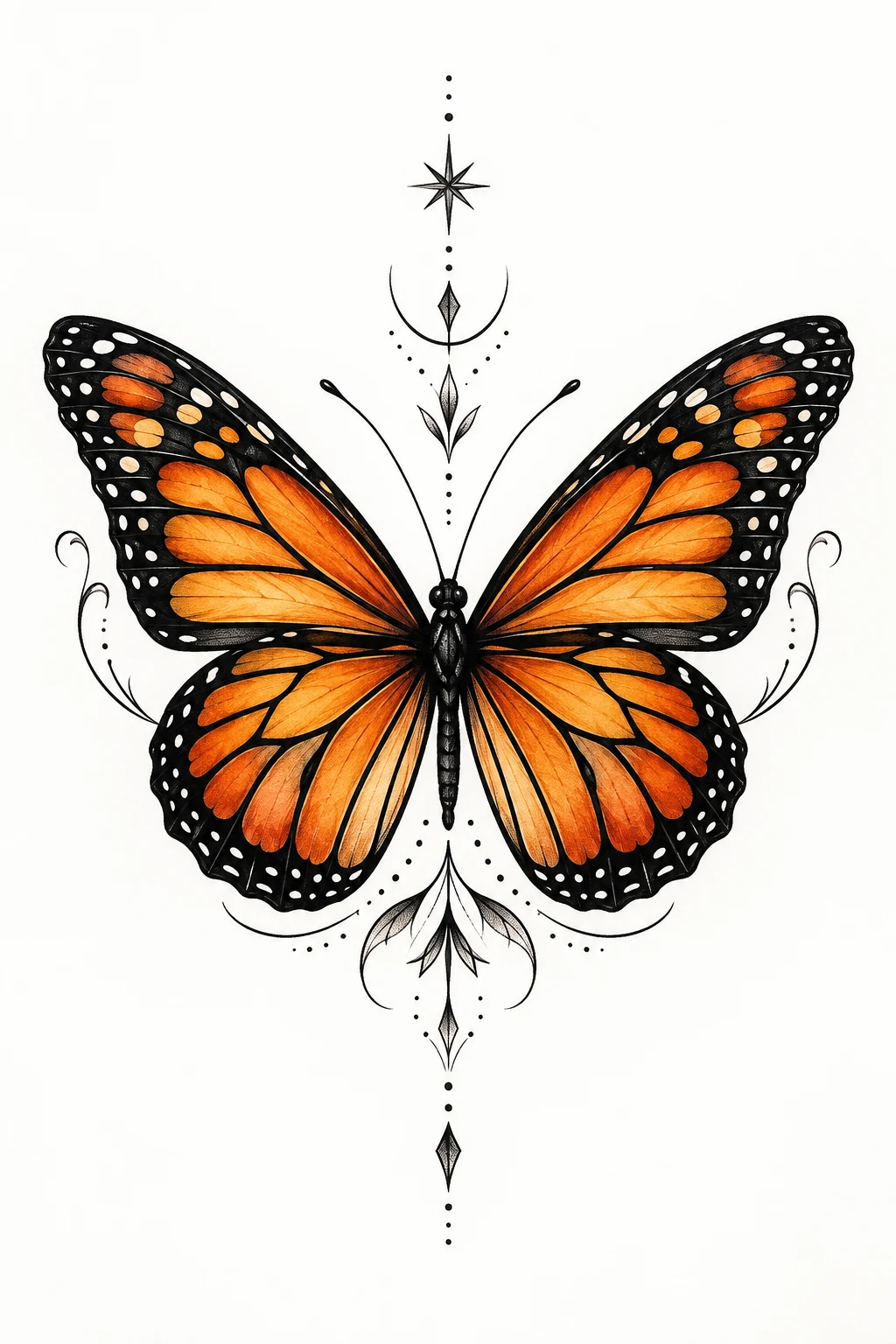 Monarch-Inspired Butterfly Face Tattoo — butterfly face tattoo style outfit
