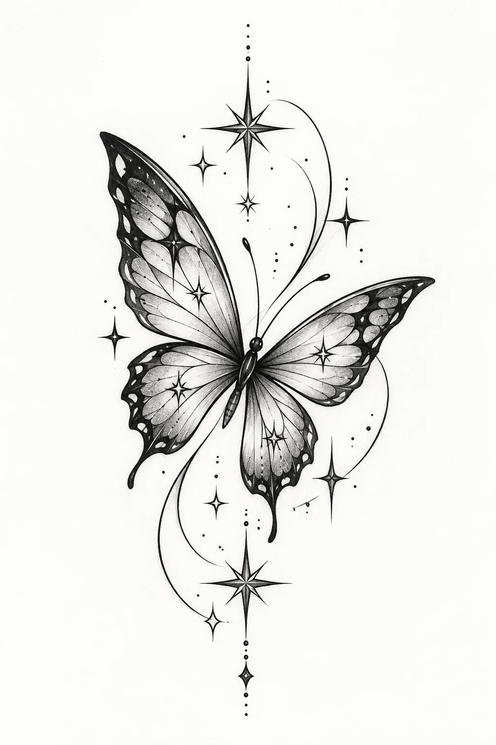 Butterfly and Star Combination — butterfly face tattoo style outfit
