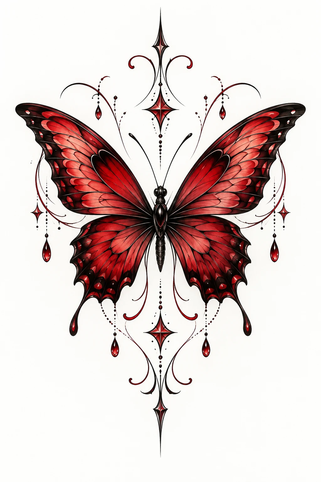 Red Butterfly Face Tattoo — butterfly face tattoo style outfit
