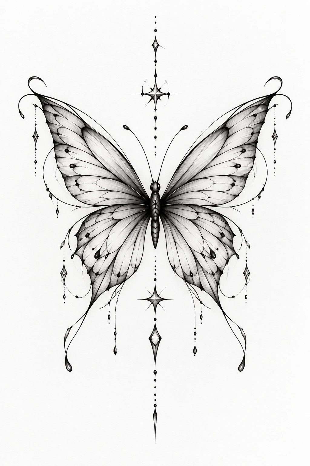 Butterfly Face Tattoo With Fine-Line Wings — butterfly face tattoo style outfit