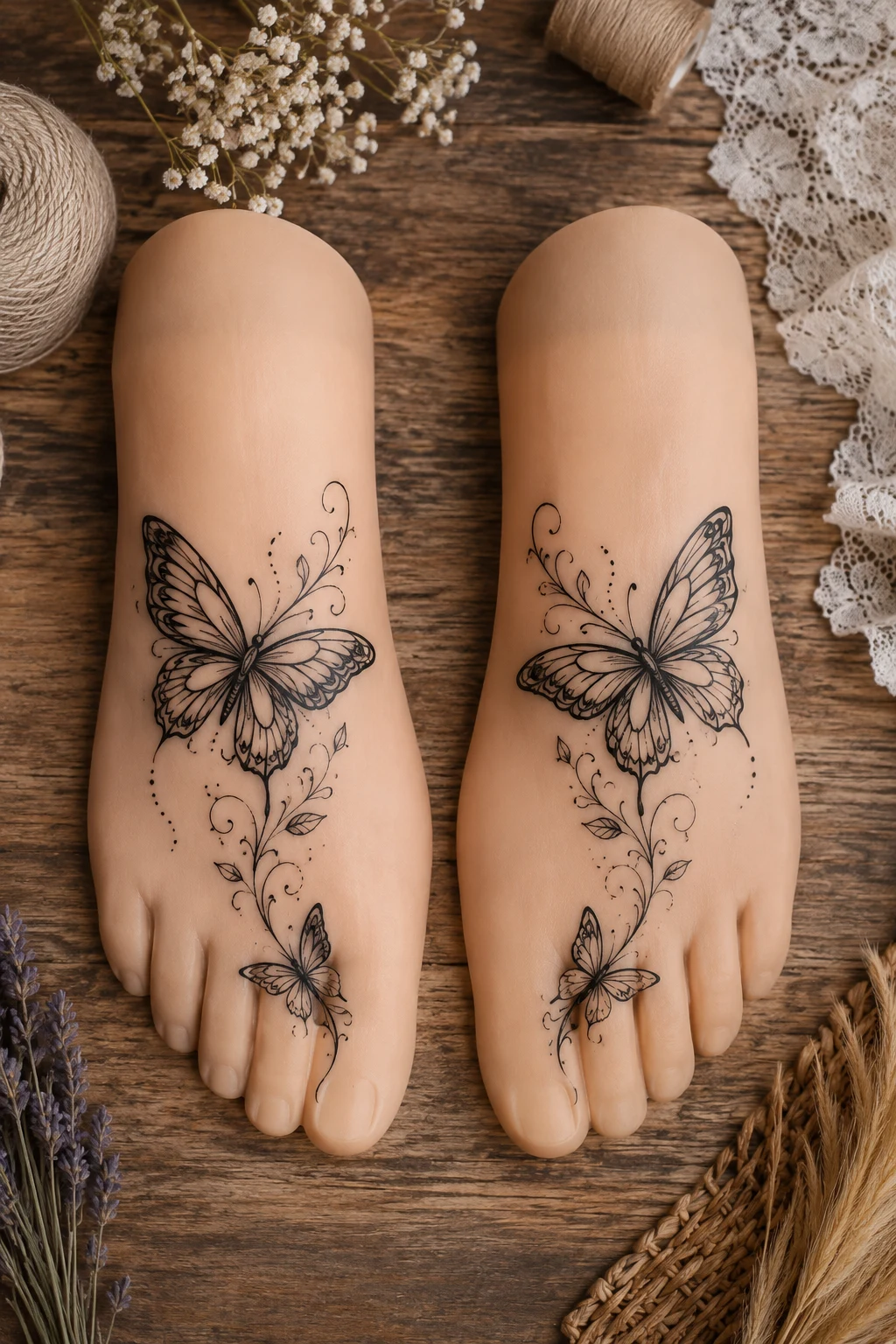 Butterfly Feet Tattoo Pair — butterfly foot tattoo style outfit
