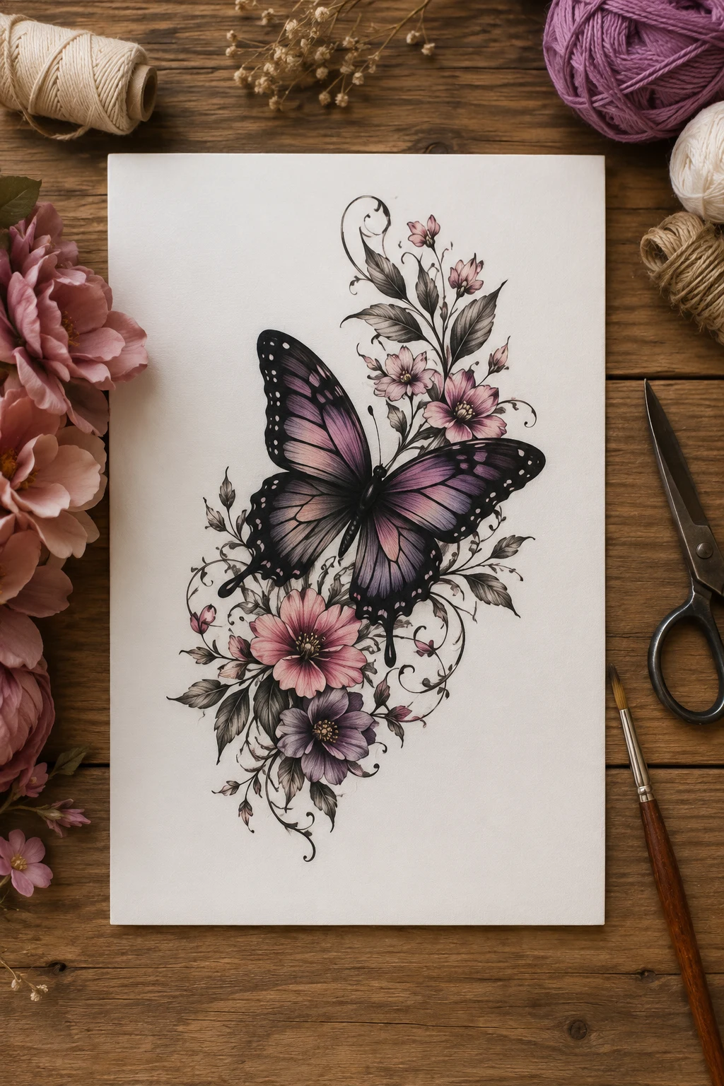 Butterfly Cover-Up With Florals — butterfly foot tattoo style outfit