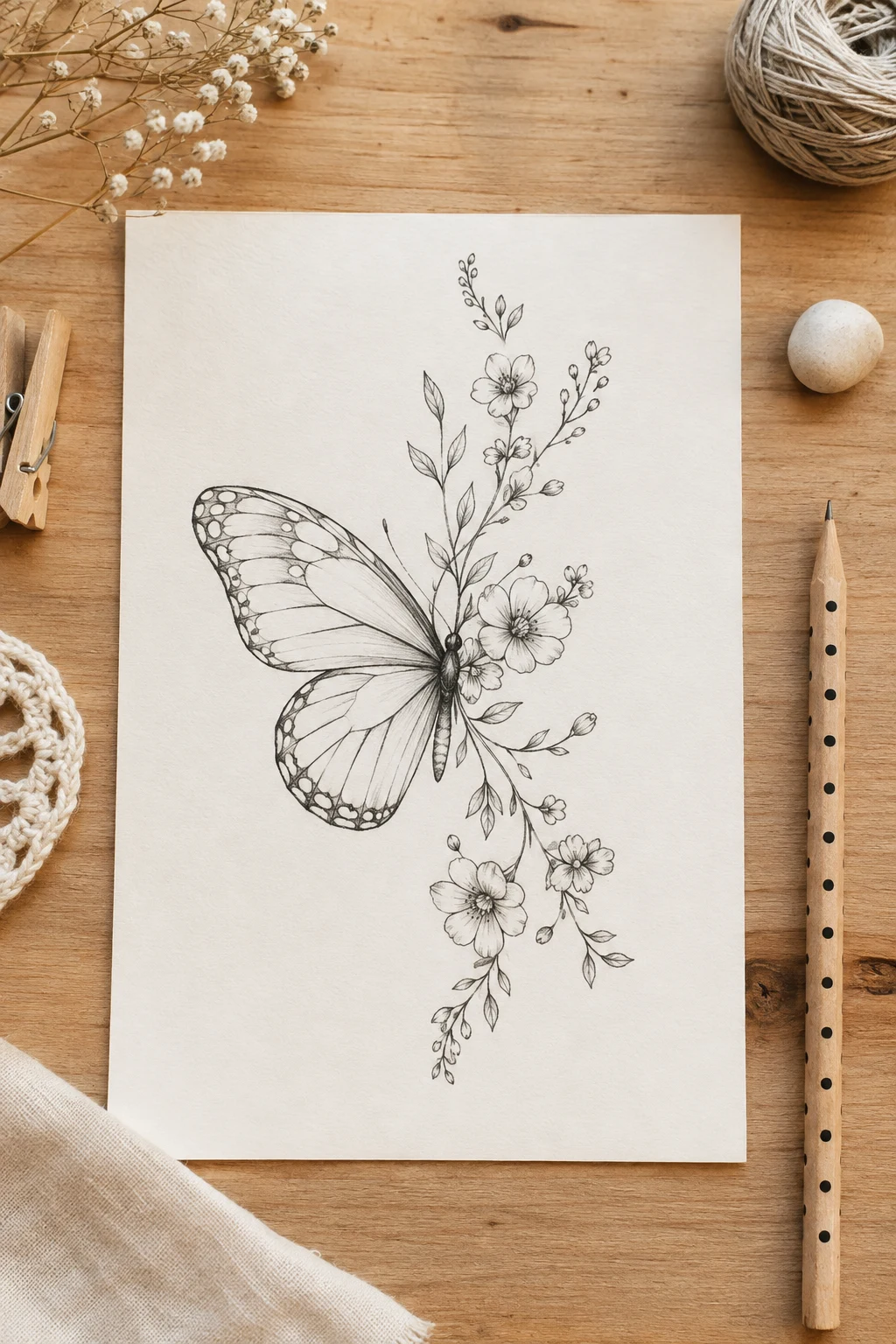 Butterfly With Tiny Flowers — butterfly foot tattoo style outfit