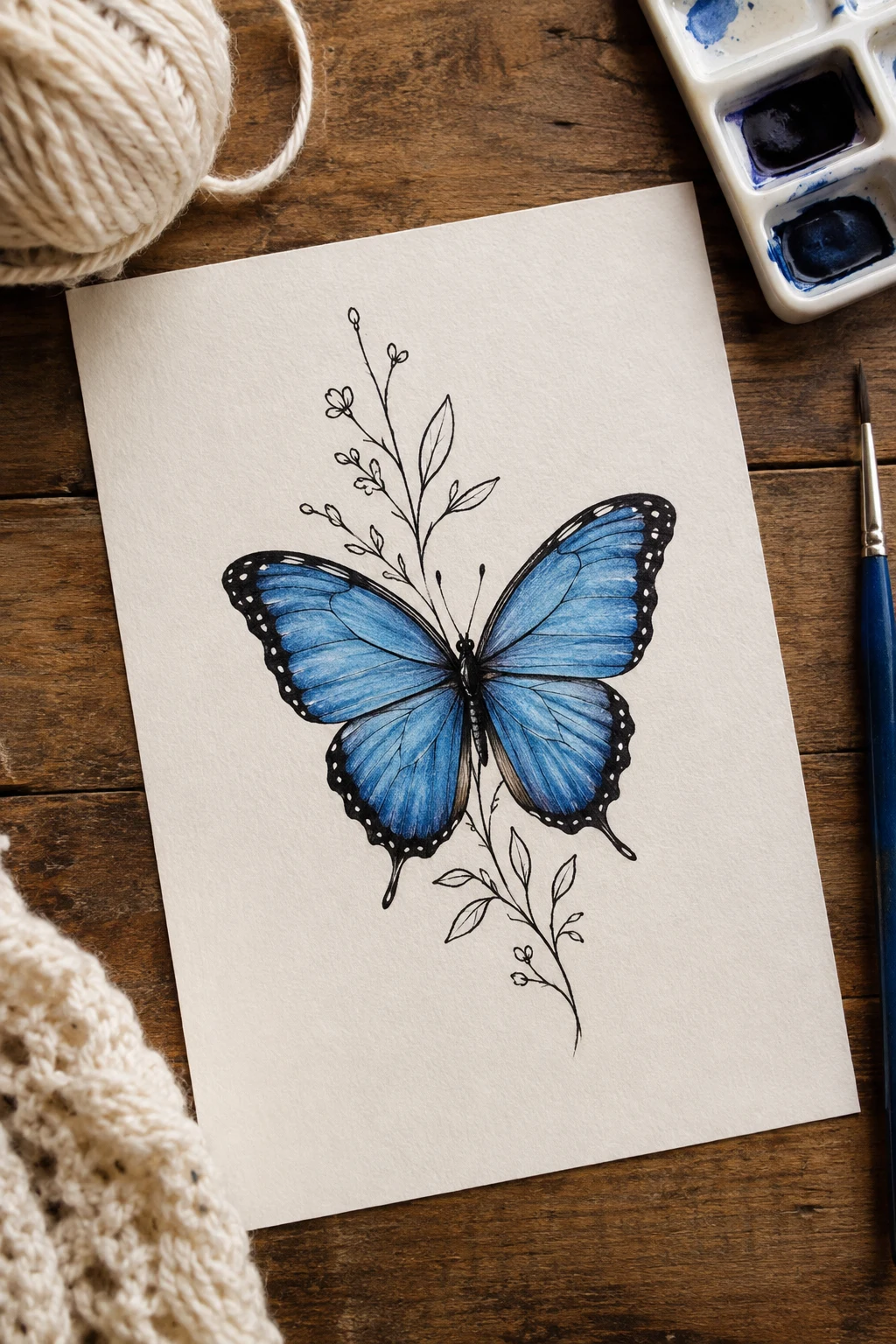 Blue Morpho-Inspired Butterfly — butterfly foot tattoo style outfit