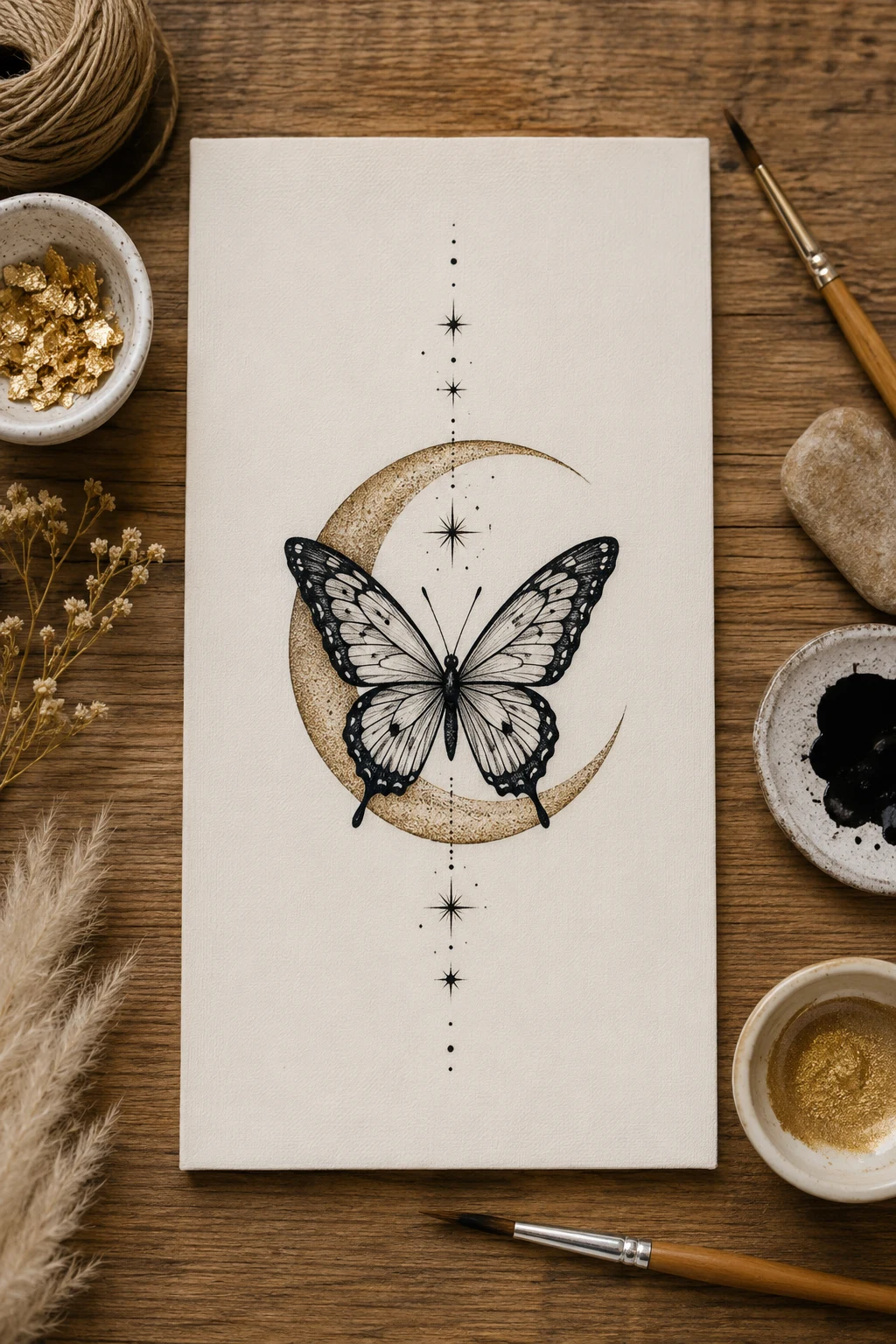 Butterfly With a Crescent Moon — butterfly foot tattoo style outfit