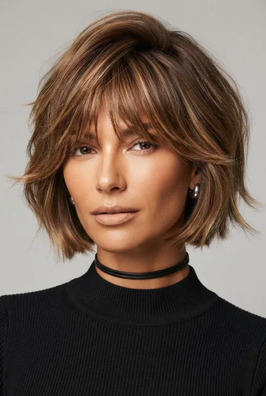 The Classic Chin-Length Butterfly Bob — butterfly hairstyles for short hair style outfit