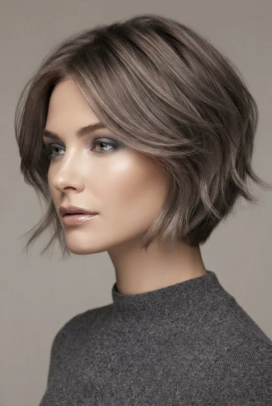Ash Brown Textured Bob — butterfly hairstyles for short hair style outfit
