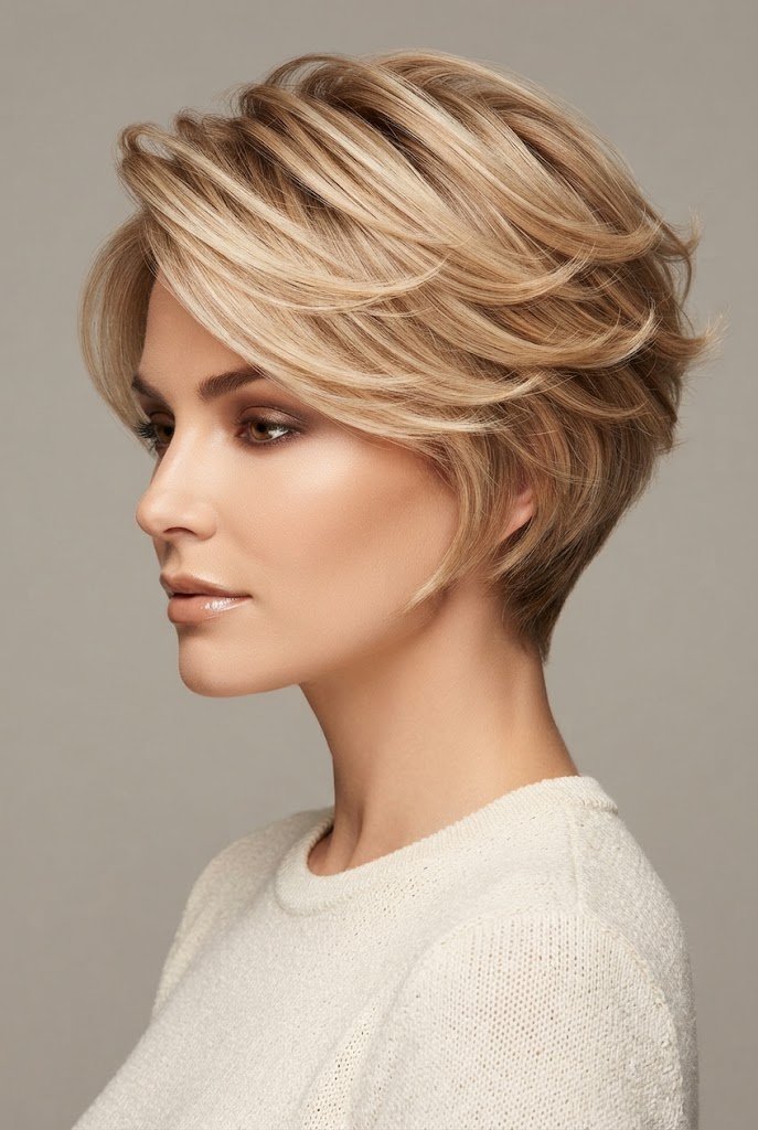 Honey Blonde Winged Crop — butterfly hairstyles for short hair style outfit