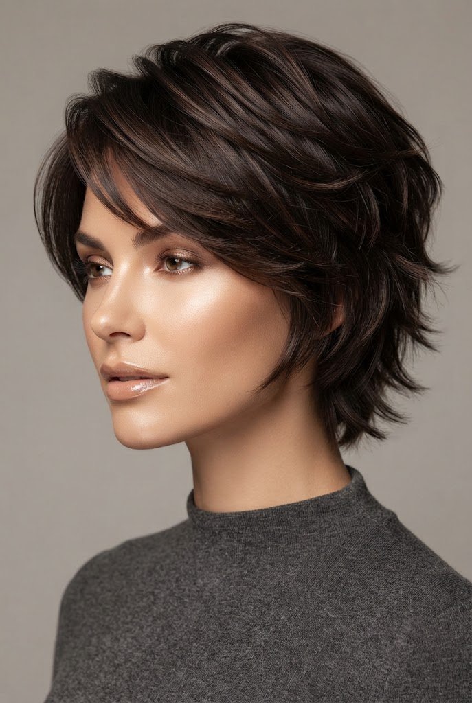Espresso Shag-Flutter Hybrid — butterfly hairstyles for short hair style outfit