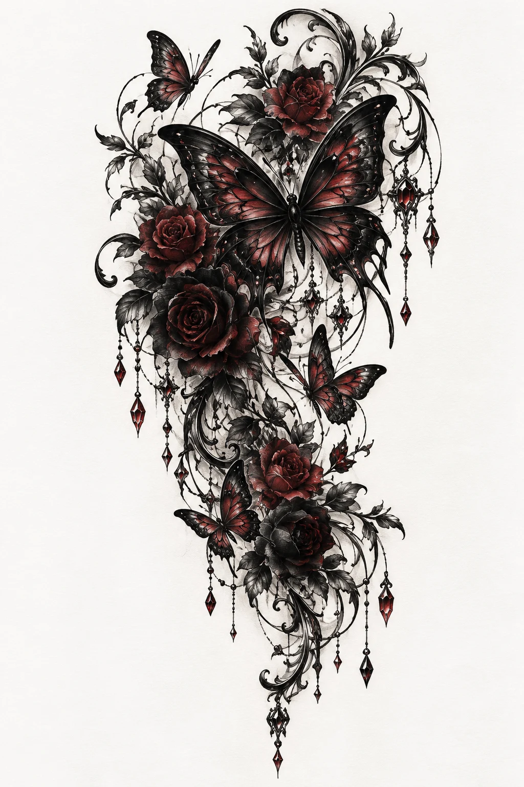 Gothic Butterfly Half Sleeve — butterfly half sleeve tattoo style outfit