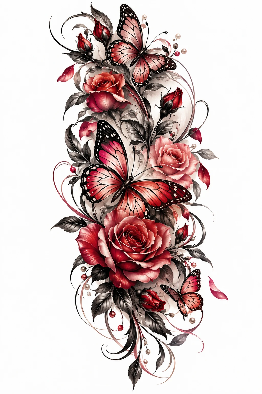 Butterfly and Rose Romance — butterfly half sleeve tattoo style outfit