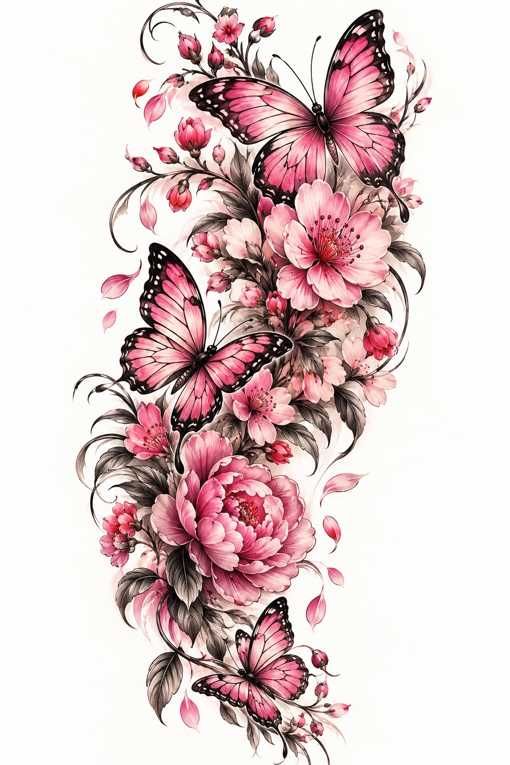 Pink Butterfly Garden — butterfly half sleeve tattoo style outfit