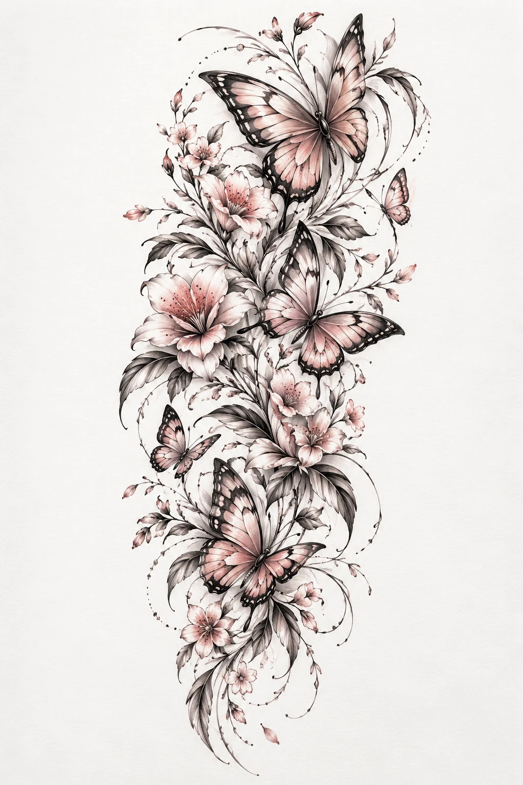 elegant Fine-Line Butterfly Sleeve — butterfly half sleeve tattoo style outfit